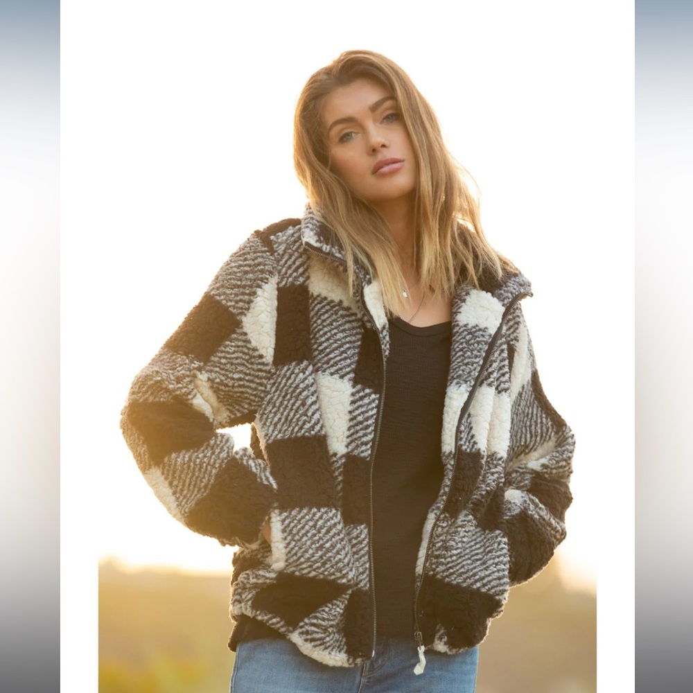 Dylan LA plaid Sherpa jacket